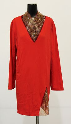 #ad #ad XPlus Wear Women#x27;s Long Sleeve Mesh Detail Mini Dress EJ1 Red Size 3XL $16.24