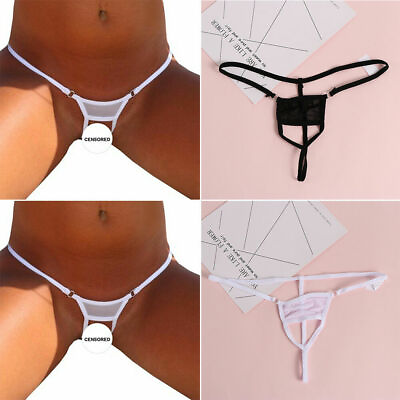 #ad Women Sexy Lingerie Mini Micro Crotchles Panties Thong G String Underwear Tback $4.32