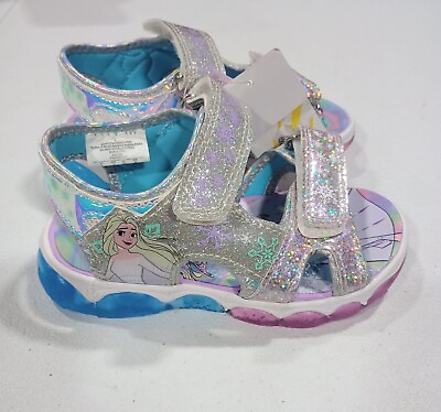 #ad NEW Disney Frozen Toddler Adventure Ankle Strap Light Up Sandals Blue $14.99