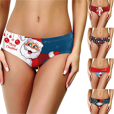 #ad US Women#x27;s Santa Claus Printed Panties Underwear Sexy Briefs Gifts Funny Bikini $5.51