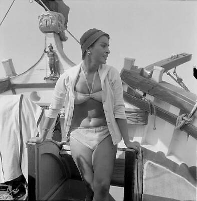 #ad Italian actress Silvana Pampanini wearing bikini boat during XVI V Old Photo AU $9.00