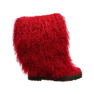 #ad Bearpaw Boetis Ii Women#x27;s Fur Boots Red 5 Medium $239.95