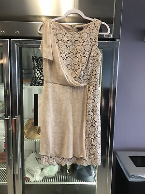 Ann Taylor Beige Sleeveless Lace Dress Size 4* $8.99