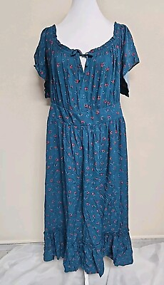 #ad TORRID Women#x27;s Maxi Dress Short Sleeve Keyhole Neck Floral Print Rayon.Size 2 $37.80
