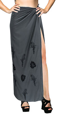 LA LEELA Women#x27;s Swimsuit Cover Up Summer Beach Wrap Skirt 78quot;x39quot; Grey B742 $17.54