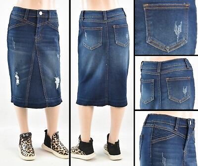 #ad New Little Girls Denim Skirt size 4 6 basic pockets style #RK 79044 dark $19.99