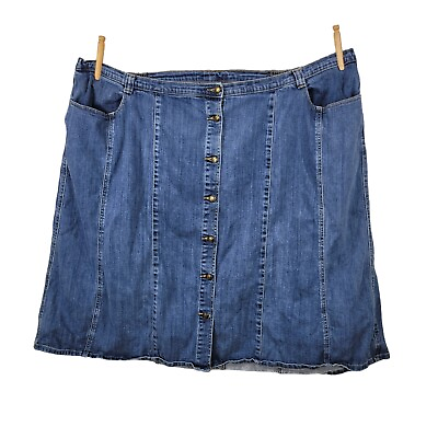 #ad Liz amp; Me Denim Mini Skirt Plus size 30W 48quot; 58quot; Waist Jean Button Front Pockets $29.99