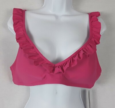 #ad J Crew Swim Top Bra Ruffle Bikini Style AG742 Size XXL Color Pink New $21.90