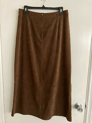#ad Talbots Women’s Skirt Brown 12 Pencil Skirt Long Suede Feel Vintage #754 $29.99