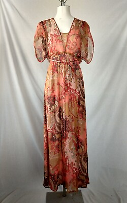 #ad Sundance Silk Maxi Dress Floral Paisley Sz S Slip Lining VGC $35.00