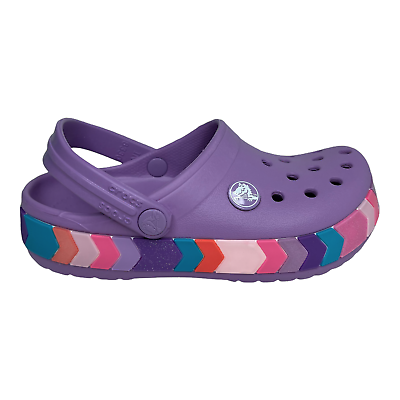 Crocs Little Girls Clogs Size 2 Lavender Multicolor Summer Beach Slip on Sandal $33.99