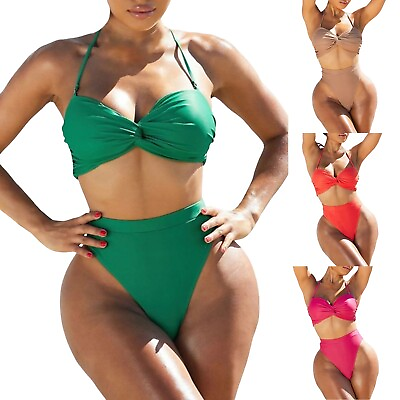 #ad #ad Women Swimsuits Bikini Plus Size High Waisted Swimsuit Bathing Suit $12.79
