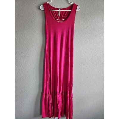 #ad Emerald Womens Sz M Maxi Dress Bright Pink Sleeveless Summer $20.70