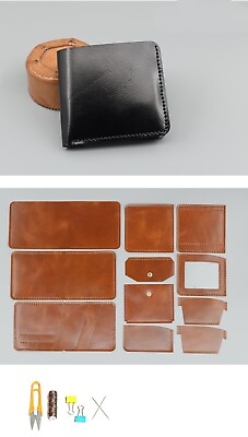 #ad DIY Top layer Cowhide Men#x27;s Wallet Material Pack Retro Genuine Leather Wallet $33.00
