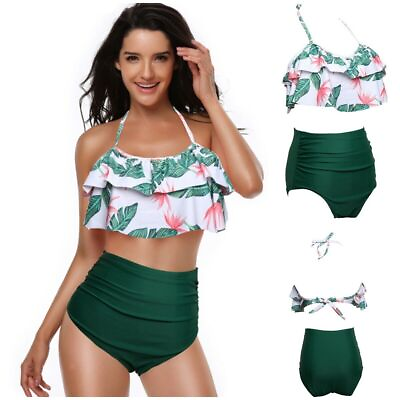 #ad #ad Women High Waisted Bikini Set Printed Floral Swimsuit Padded Swimwear Bathing XL $12.99