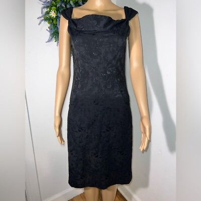 #ad Notice 6 black lace overlay cocktail dress ruched neckline square back zip $32.85