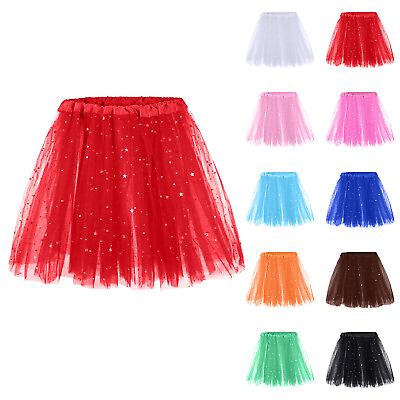 #ad Tutu Skirts for Women Girls Adult Elastic Tulle Tutu Skirt with Sequin Stars $11.82