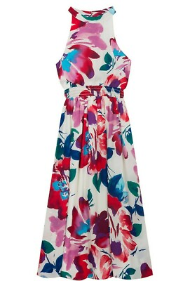 #ad Rare Editions Big Girl#x27;s Sleeveless Halter Neck Floral Maxi Dress Size 14 $29.99