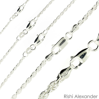 #ad Real Solid Sterling Silver Diamond Cut Rope Chain Mens Boys Bracelet or Necklace $14.99