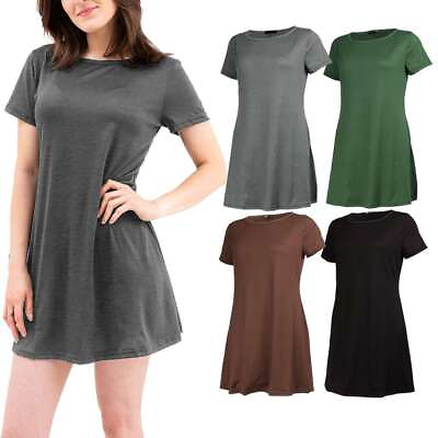 #ad Women#x27;s Summer Basic T Shirt Dress Short Sleeve Casual Plain Loose Maxi Dress $11.03