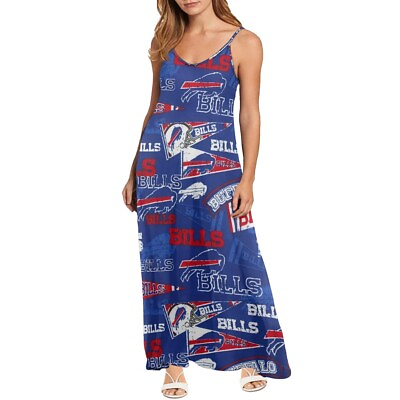 Buffalo Bills Women#x27;s Sundress Loose Sling Dress Summer Casual Beach Dress Gift $27.54