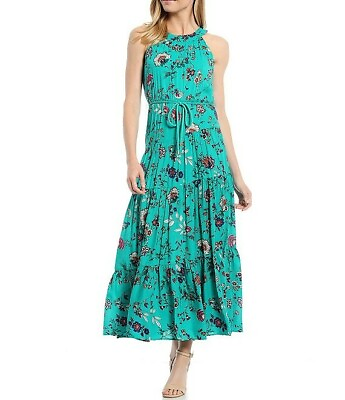 #ad #ad Floral Halter Neck Maxi Swing Dress $49.99