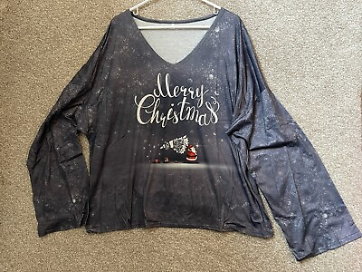 Women’s Merry Christmas Long Sleeve Holiday Santa Graphic Shirt Size 3XL $17.99