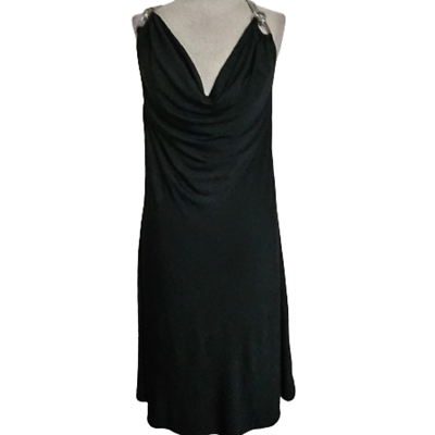Black Cocktail Dress with Silver Rope Detail Size Large $31.50