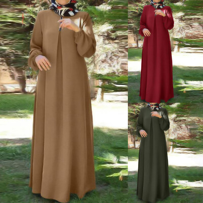 #ad Womens Plain Abaya Gown Burkha Kaftan Islamic Jilbab Long Maxi Dress Evening $23.91
