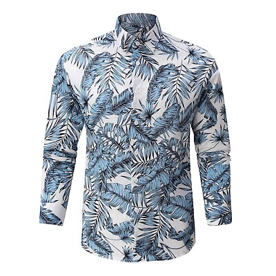 Men#x27;s Spring And Summer Long sleeved Hawaiian Black White Striped Shirt Men $24.54