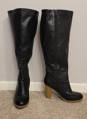#ad Lane Bryant Womens Boots Black Leather Wide Calf 9W $30.00