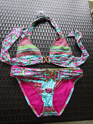 #ad Becca By Rebecca Virtue Tropical Jeweled Accents 2 Piece Bikini Set Size Small $40.00