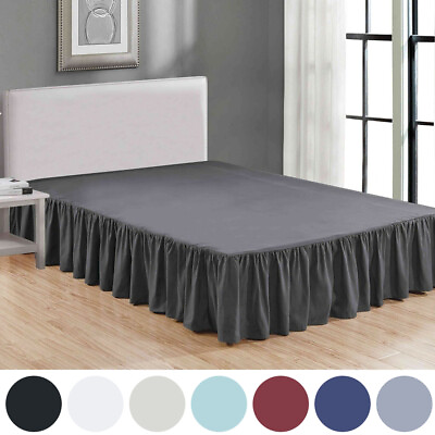 #ad Luxury Bed Skirt 14quot; Drop Super Solid Microfiber Pleated Premium Wrinkle Free $20.35