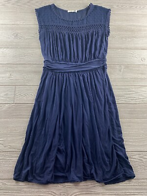 BODEN NAVY BLUE DRESS SIZE 10 Long Sleeveless Sheer Shoulders Swing Dress $32.39