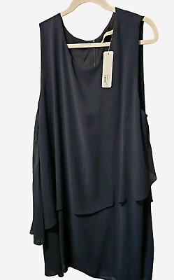 #ad Soft Surroundings Black Dress 2X Ocean Drive Tiered Airy Tank Dress $59.95