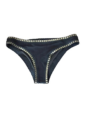 Platinum by Solange Ferrarini Gold Trim Size M Black Bikini Bottom New $33.14