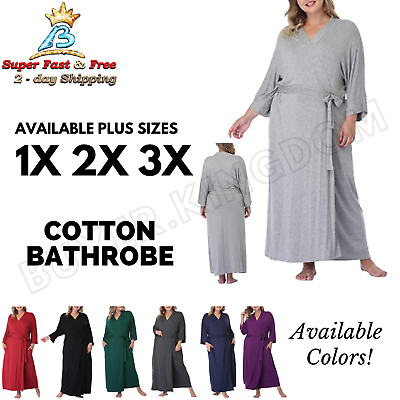 #ad Womens Plus Size Robes Rayon Kimono Dressing Gown Sleepwear Spa Bathrobe $53.20