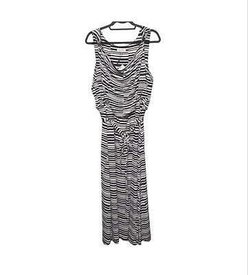 #ad Calvin Klein Womens Sleeveless Blouson Maxi Dress Plus 2X Black White New $34.99
