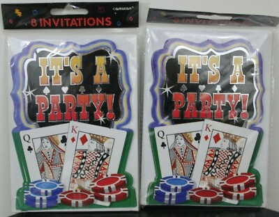 #ad #ad 16 CARD GAME INVITATIONS Adult Party Vegas Poker Blackjack Gaming $13.45