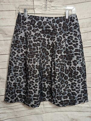 #ad NEW Van Heusen Size 0 Studio Gray Black Leopard A Line Skirt Pockets Lined 28quot; W $10.49