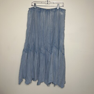 #ad Soft Surroundings Chambray Handkerchief Skirt Size Large Whimsical Cottagecore $26.97