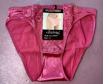 Women PantiesBikinis Size Small Pink Carmine Satin W decoration Floral $16.99