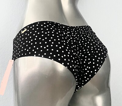 Victorias Secret Nwt Black Dot Ruched Back Sexy Cheeky Swim Bikini Bottom $19.99