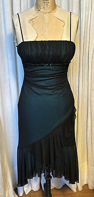 #ad Estilo Womens Blk Mesh turquoise Sleeveless Cocktail Dress Sz M Pre owned $21.75