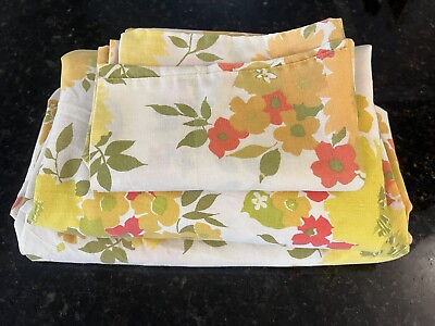 #ad #ad Vintage Twin Flat Fitted Pillowcase Sears Perma Prest Muslin Daisy Flower Power $24.99