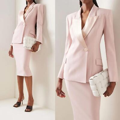 #ad Pink Women Skirt Suits Jacket Ladies Business Wedding Party Casual Wear Outfits $80.99