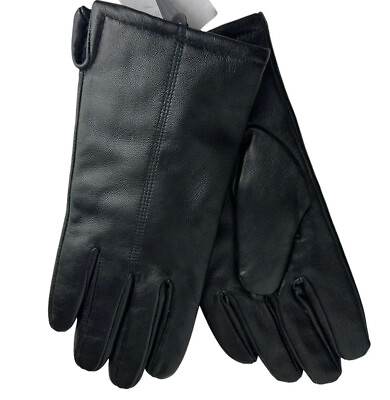 #ad Nordstrom Black Leather Gloves New Size M $21.00