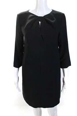 RED Valentino Womens Long Sleeve Zip Up 2 Pocket Black Cocktail Dress Size 40 $81.01