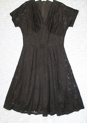 #ad Women Lace Neck High Waist Ruffle Dress Summer A Line Dress Party Short Sleeves $16.99