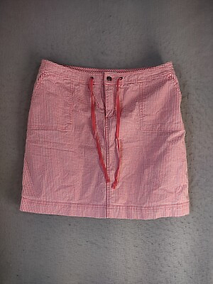 #ad CJ Banks Womens Skort Skirt 14W Pink Check Flat Front Stretch Drawstring Casual $12.95